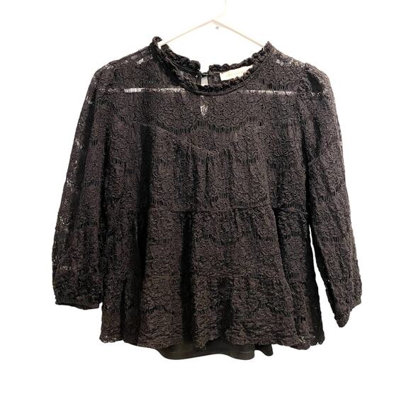 Cute and Sassy Black Lace Baby Doll Top by Monteau Size M/L - Picture 1 of 9